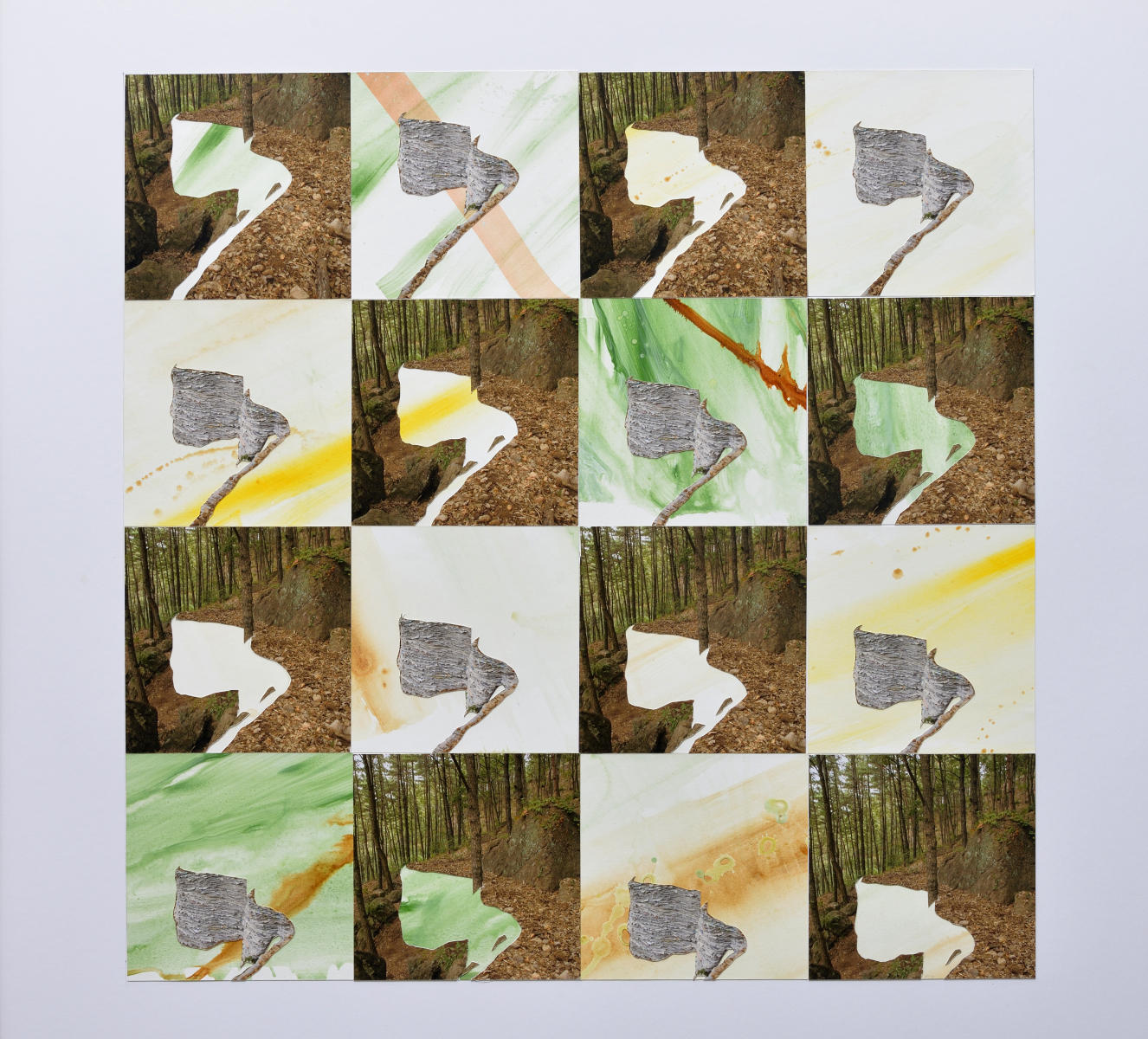 Gongju #2  6/14/19  paint paper, photographs  32"x32"